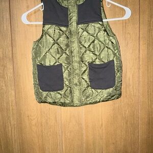 Tommy Bahama Olive Green Quilted Vest with Black Trim
